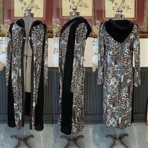 Just Living Long Hooded Sheer Patchwork Witchy Whimsy Goth Cardigan Duster 💛🎀